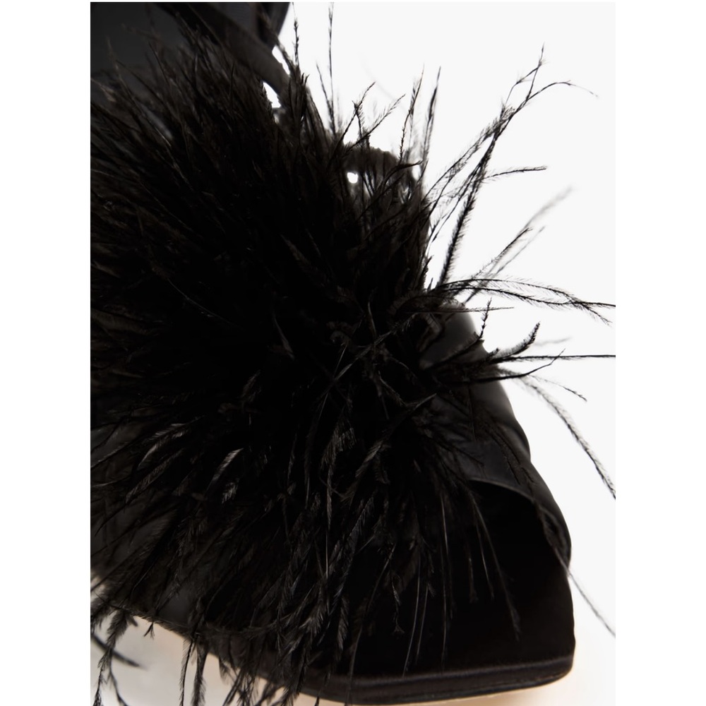 Elegant New Sam Edelman Ladies Black Layton Heeled Feathered Sandals Size 9.5 - Picture 4 of 11
